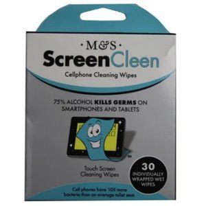 Screen Clean 30 Pack 75% Alcohol Screen Cleaning Wipes